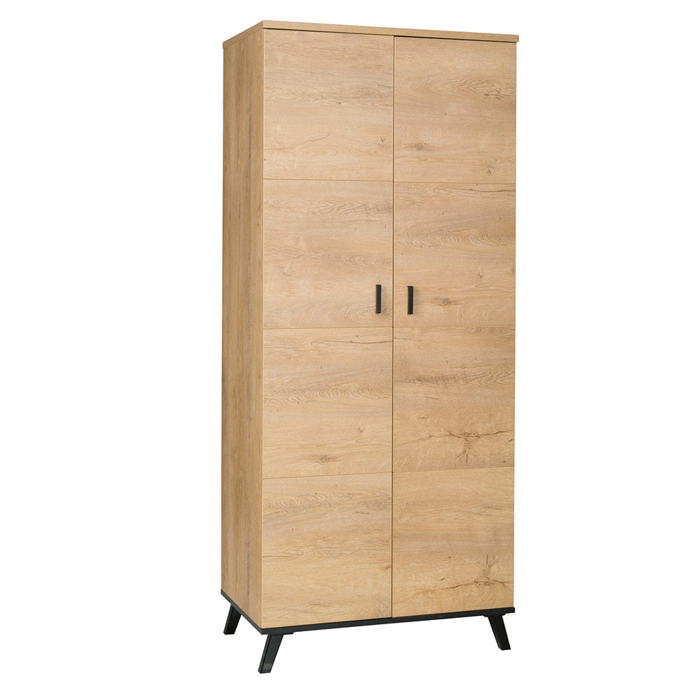 Ruhásszekrény, tölgyfa lefkas/fekete, SIRAN TYP 1 (RP)