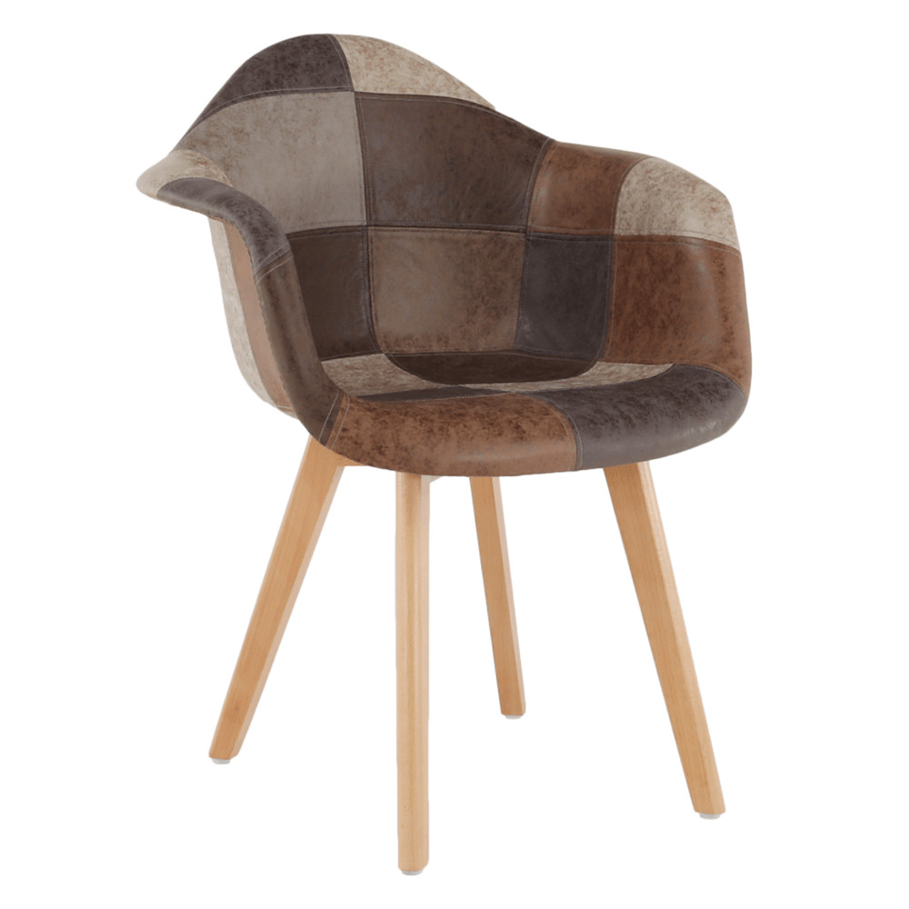 Dizájnos fotel, patchwork/bükk, TERST (RP)