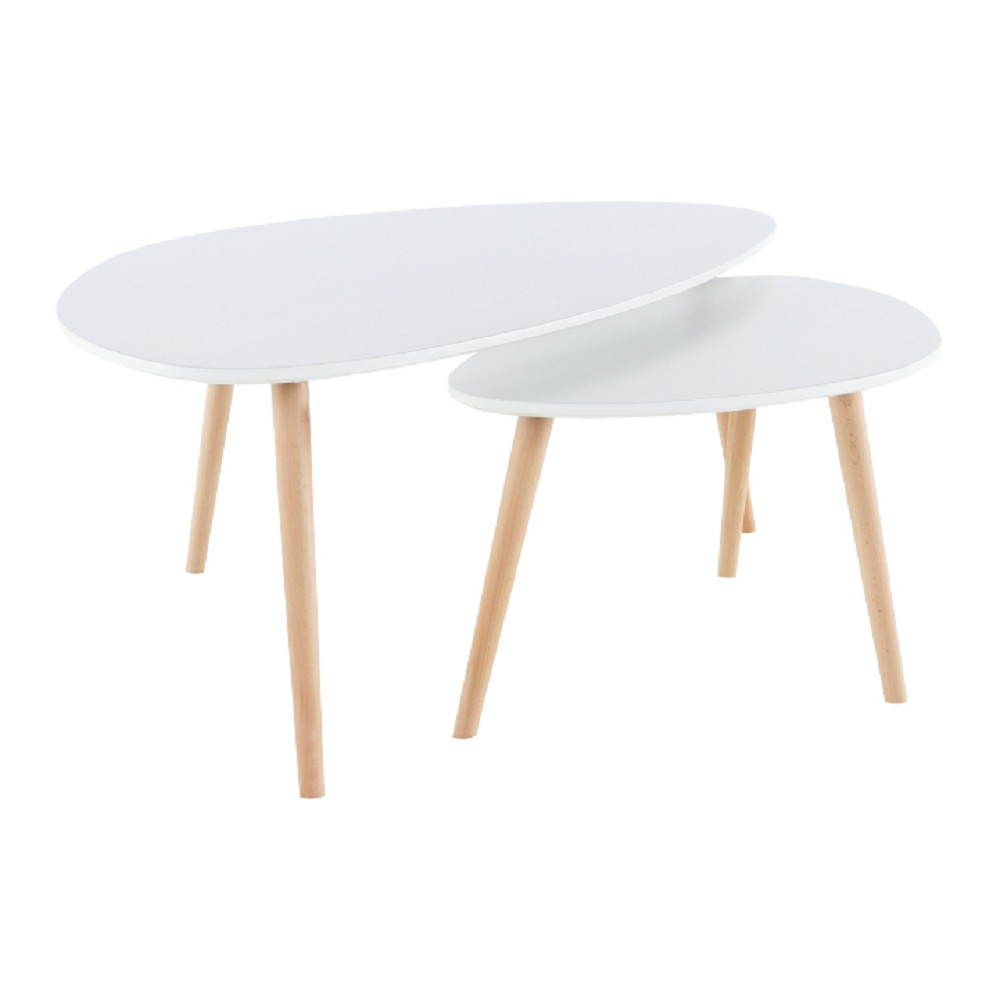 Két részes asztal szett, fehér/bükk, FOLKO NEW (RP)
