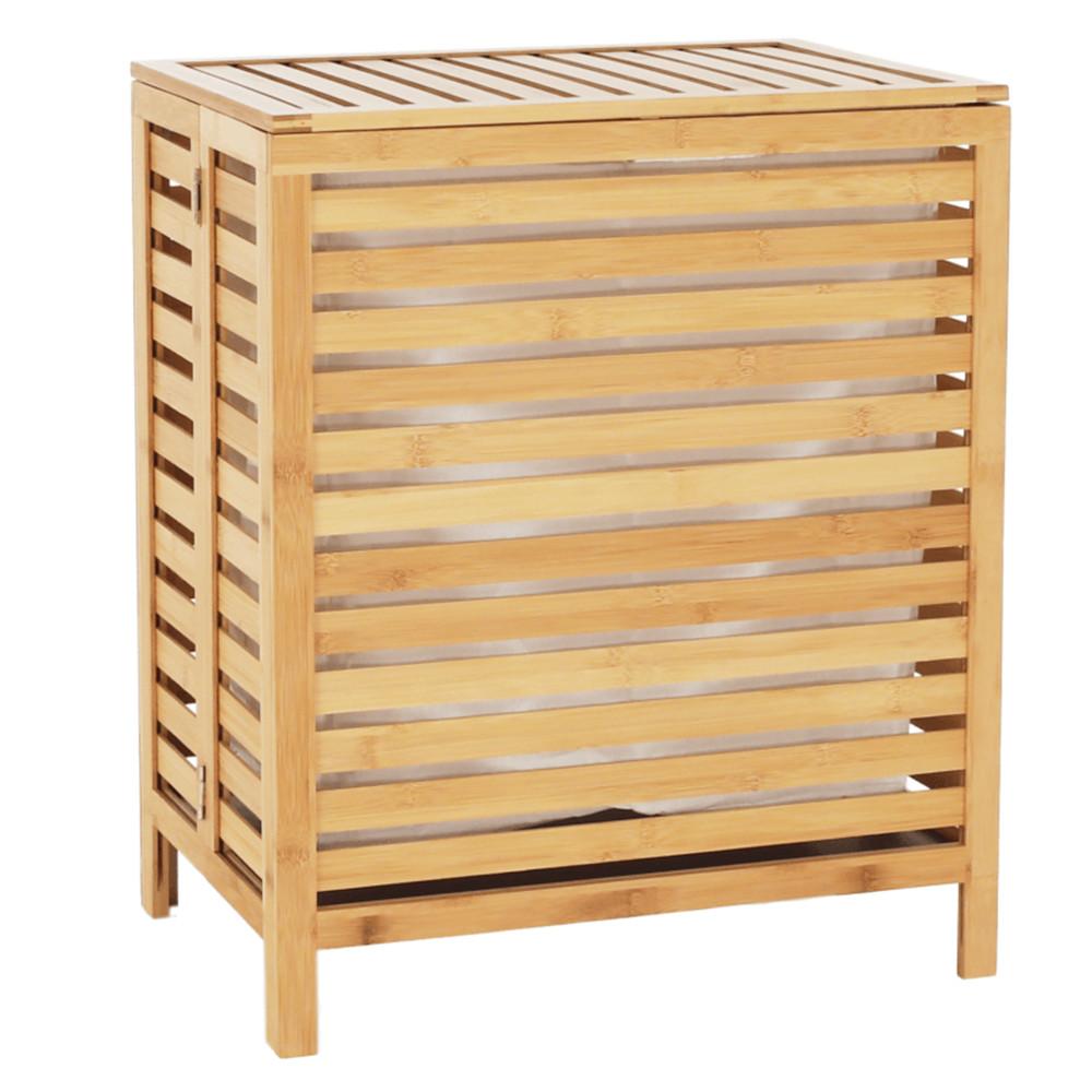 Szennyeskosár, natúr bambusz/fehér, MENORK (RP)