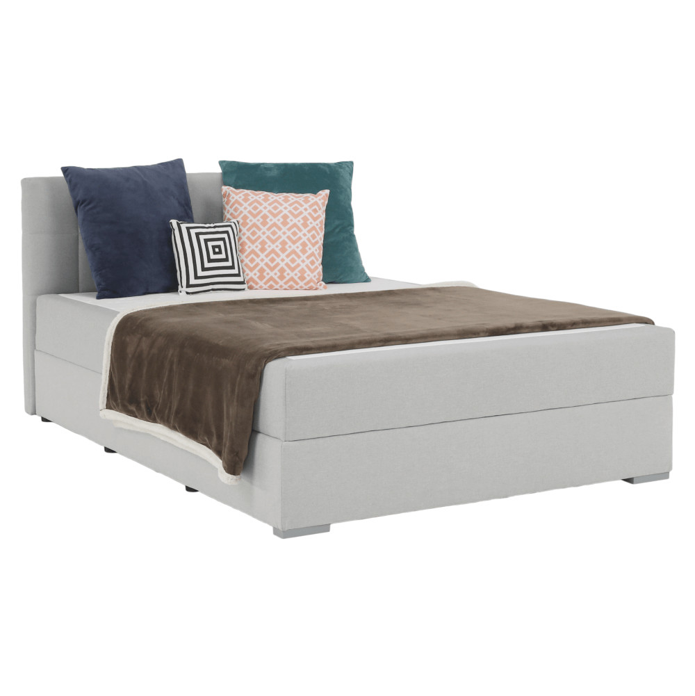 Boxspring típusú ágy 140x200, világosszürke, FERATA KOMFORT (RP)