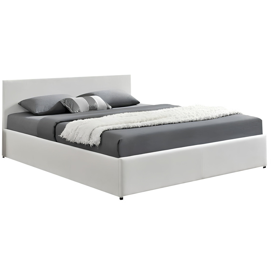 Modern francia ágy RGB LED világítással, fehér, 160x200, JADA NEW (RP)