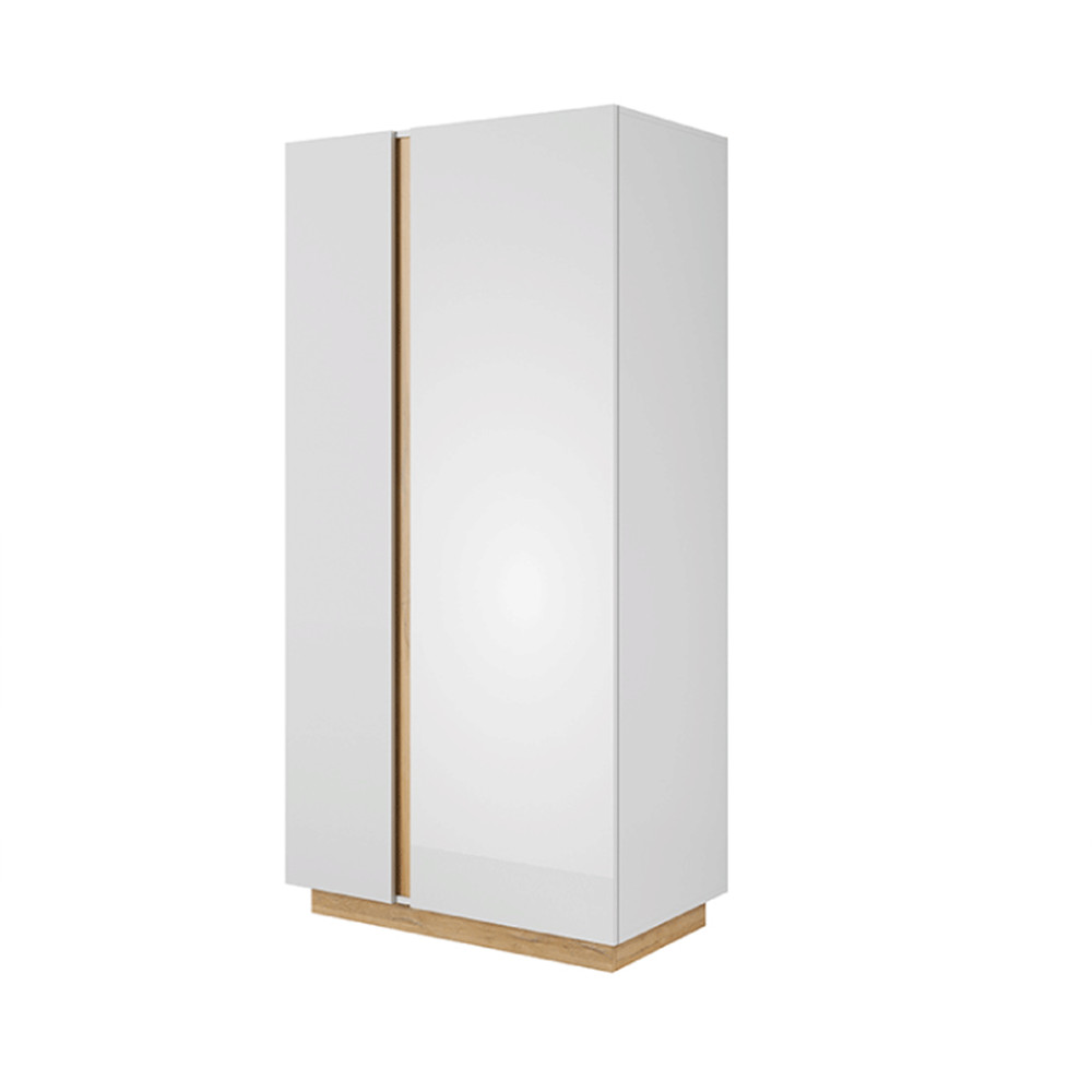 Szekrény, fehér/tölgy grandson/magasfényű fehér, CITY (RP)