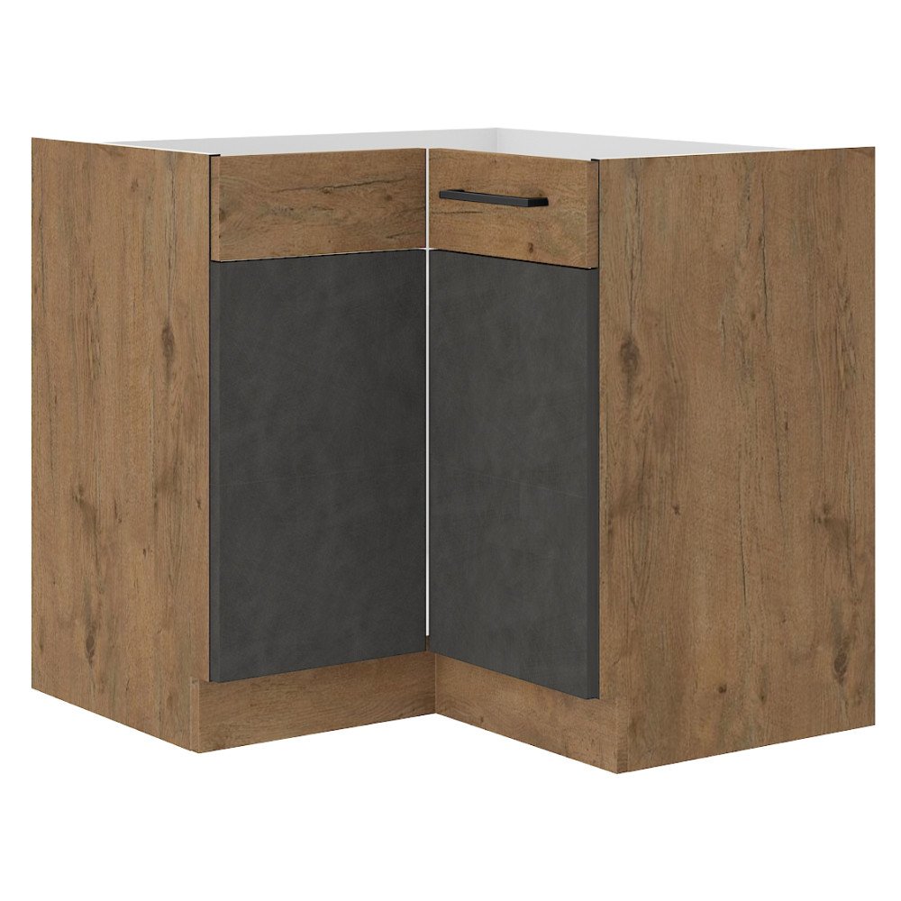 Alsó sarokszekrény, szürke matt/tölgy lancelot, VEGA 90x90 DN 1F BB (RP)