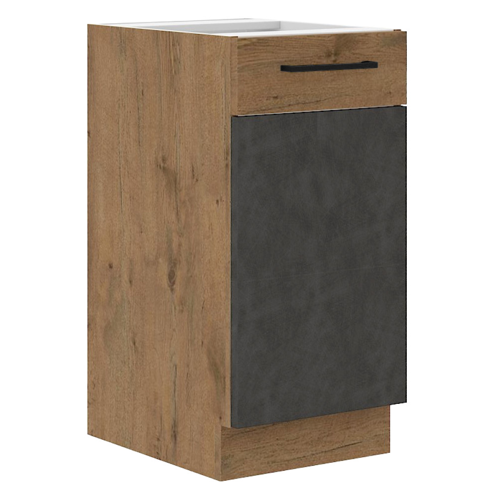 Alsószekrény, szürke matt/tölgy lancelot, VEGA 40 D 1F BB (RP)