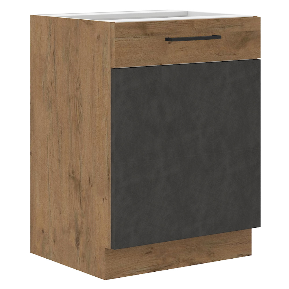 Alsószekrény, szürke matt/tölgy lancelot, VEGA 60 D 1F BB (RP)