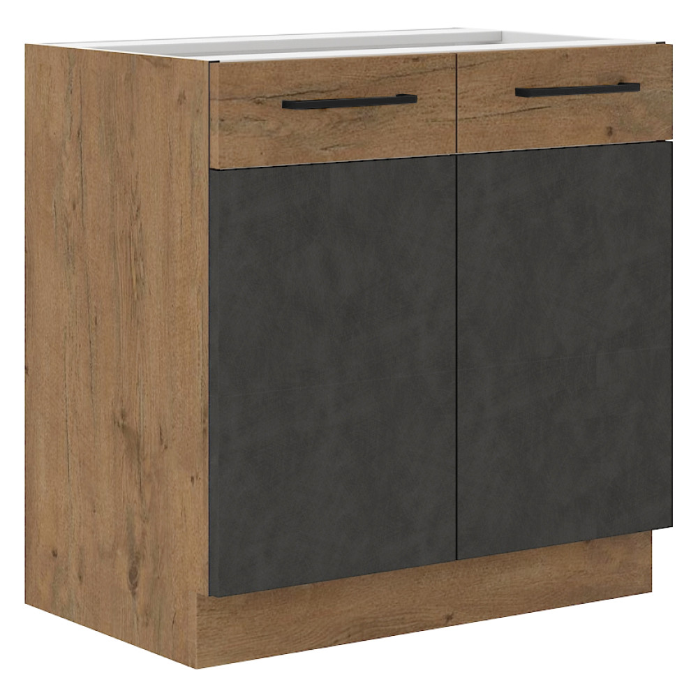 Mosogató szekrény, szürke matt/tölgy lancelot, VEGA 80 ZL 2F BB (RP)