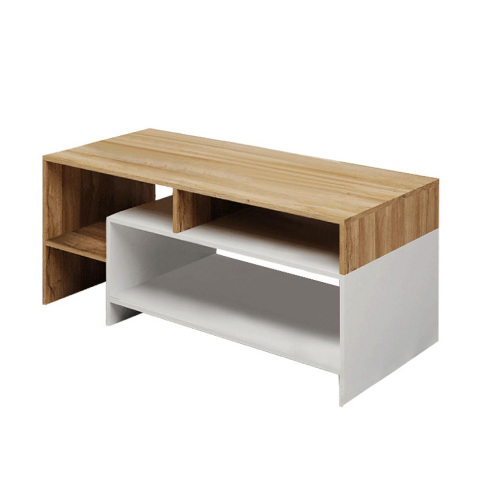 Dohányzóasztal, tölgy grandson/fehér, ALICANTE (RP)