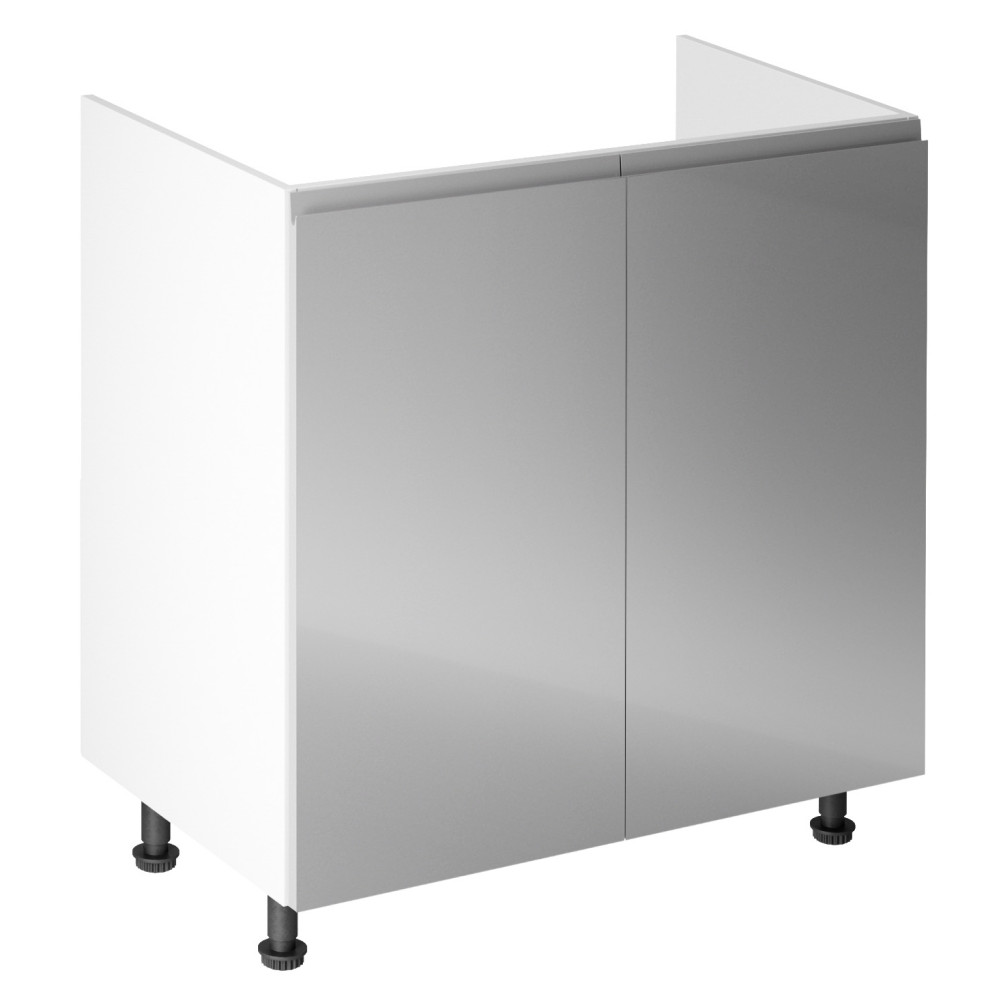 Mosogatószekrény, fehér/szürke extra magasfényű, AURORA D80Z (RP)