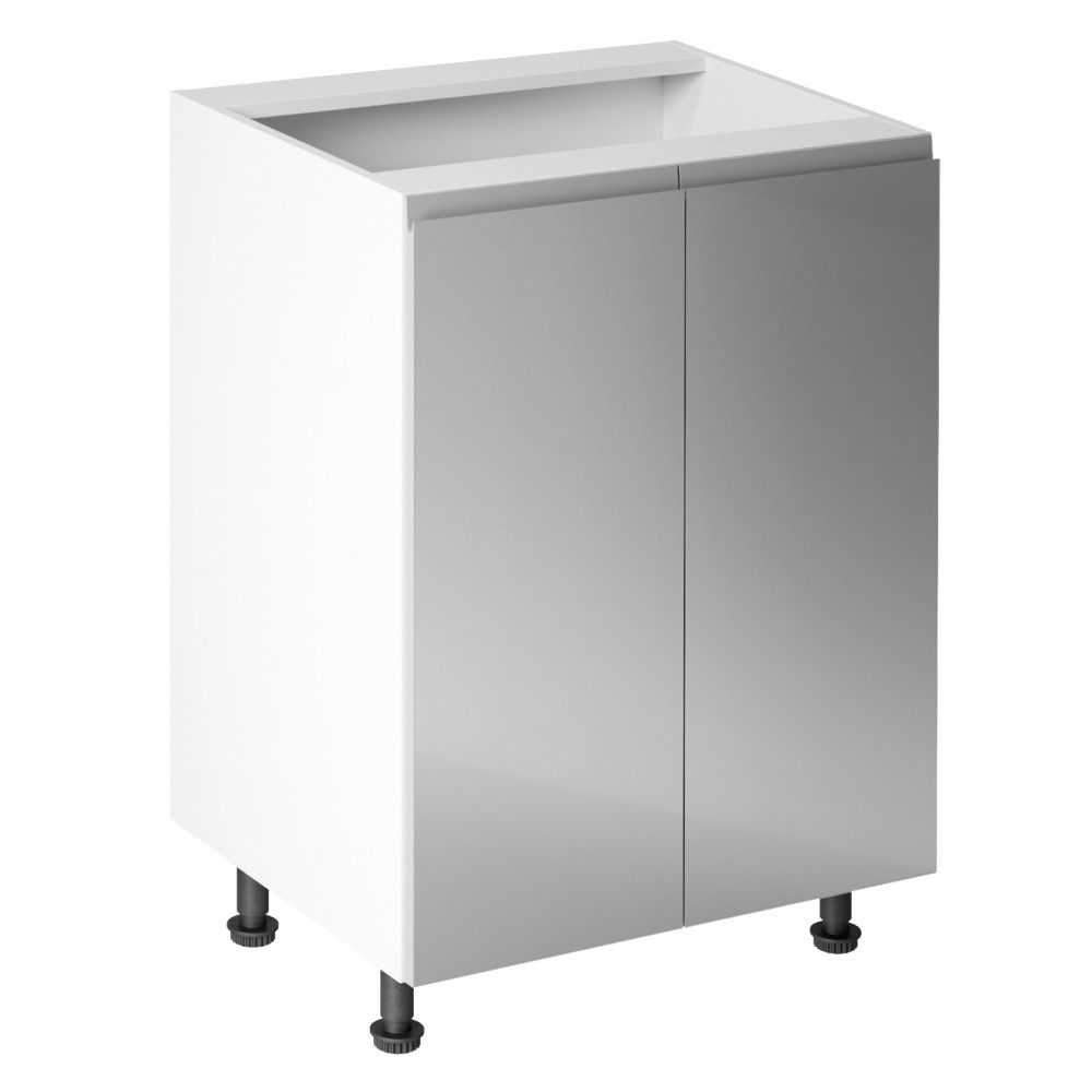 Alsószekrény, fehér/szürke extra magasfényű, AURORA D602F (RP)
