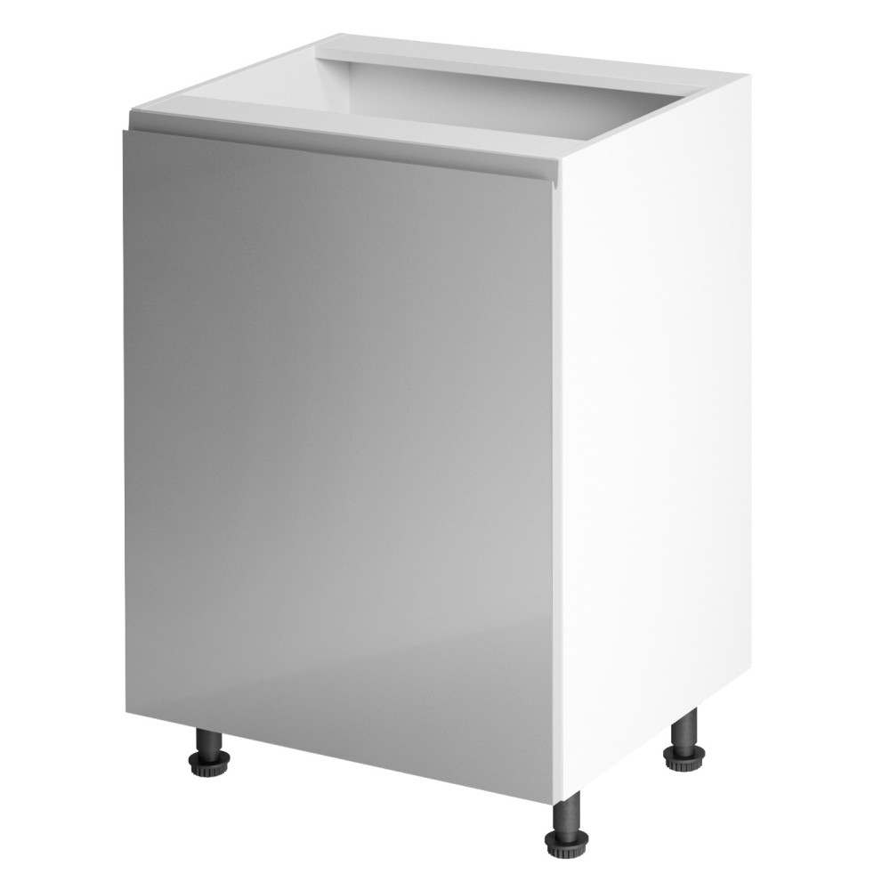 Alsószekrény, fehér/szürke extra magasfényű, balos, AURORA D601F (RP)