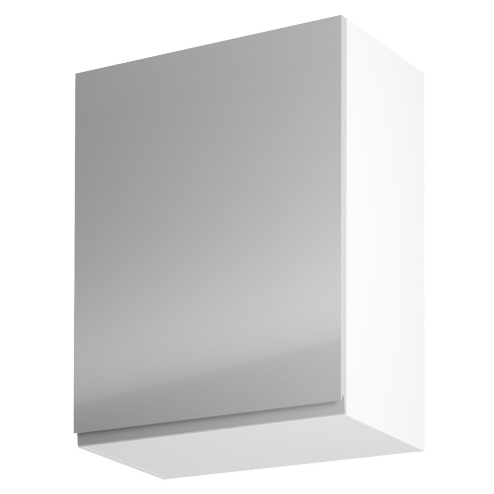 Felsőszekrény, fehér/szürke extra magasfényű, balos, AURORA G601F (RP)