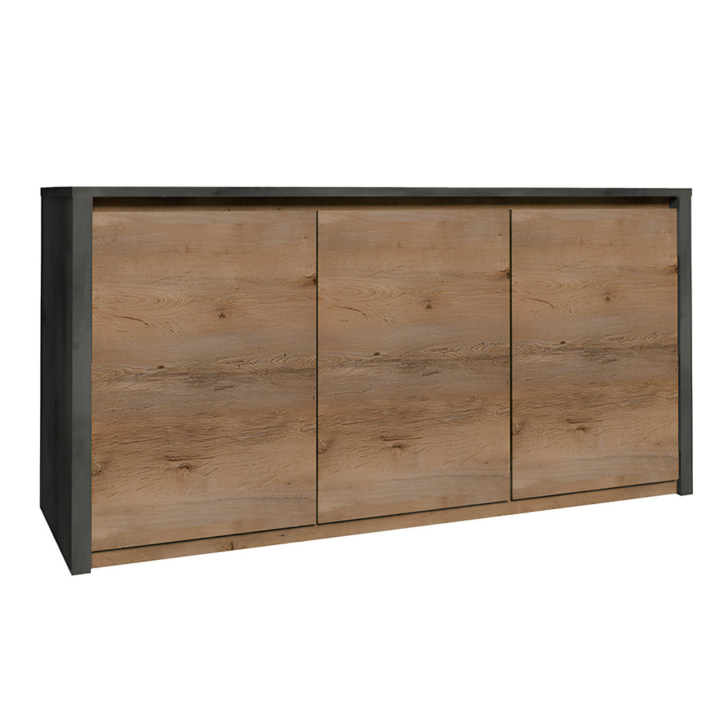 Komód, tölgy lefkas sötét/smooth szürke, MONTANA K3D (RP)