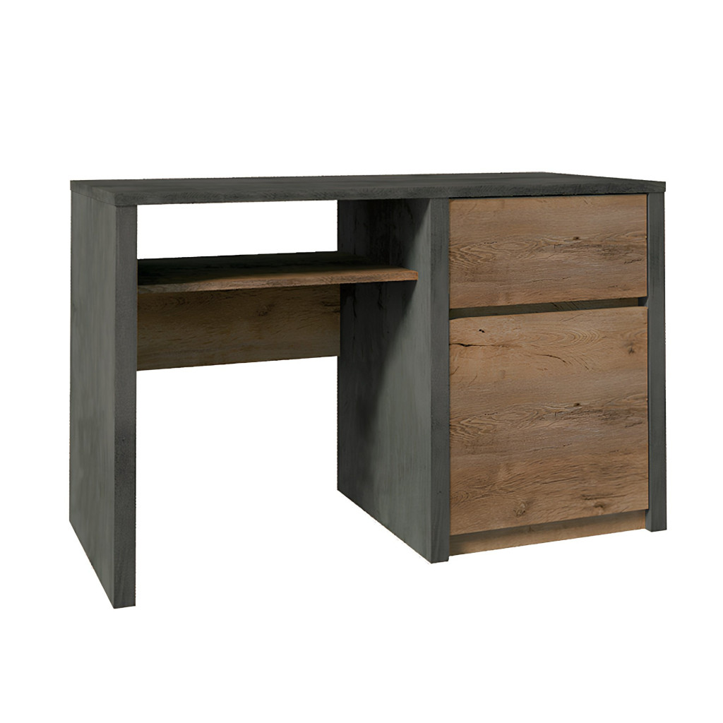 PC asztal, tölgy lefkas sötét/smooth szürke, MONTANA B1 (RP)