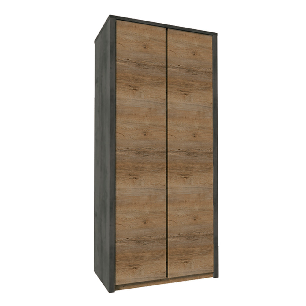 Szekrény kétajtós, tölgy lefkas sötét/smooth szürke, MONTANA S2D (RP)