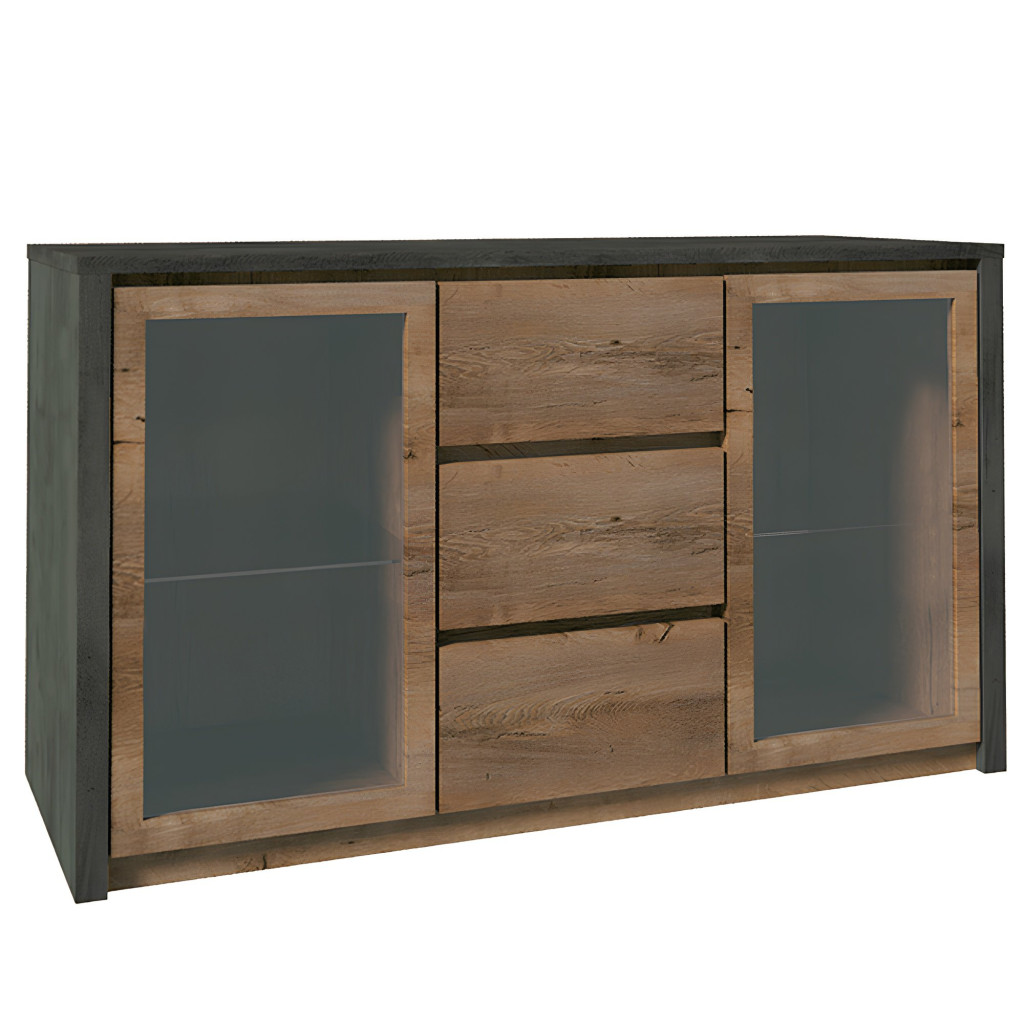 Komód, tölgy lefkas sötét/smooth szürke, MONTANA K2D (RP)