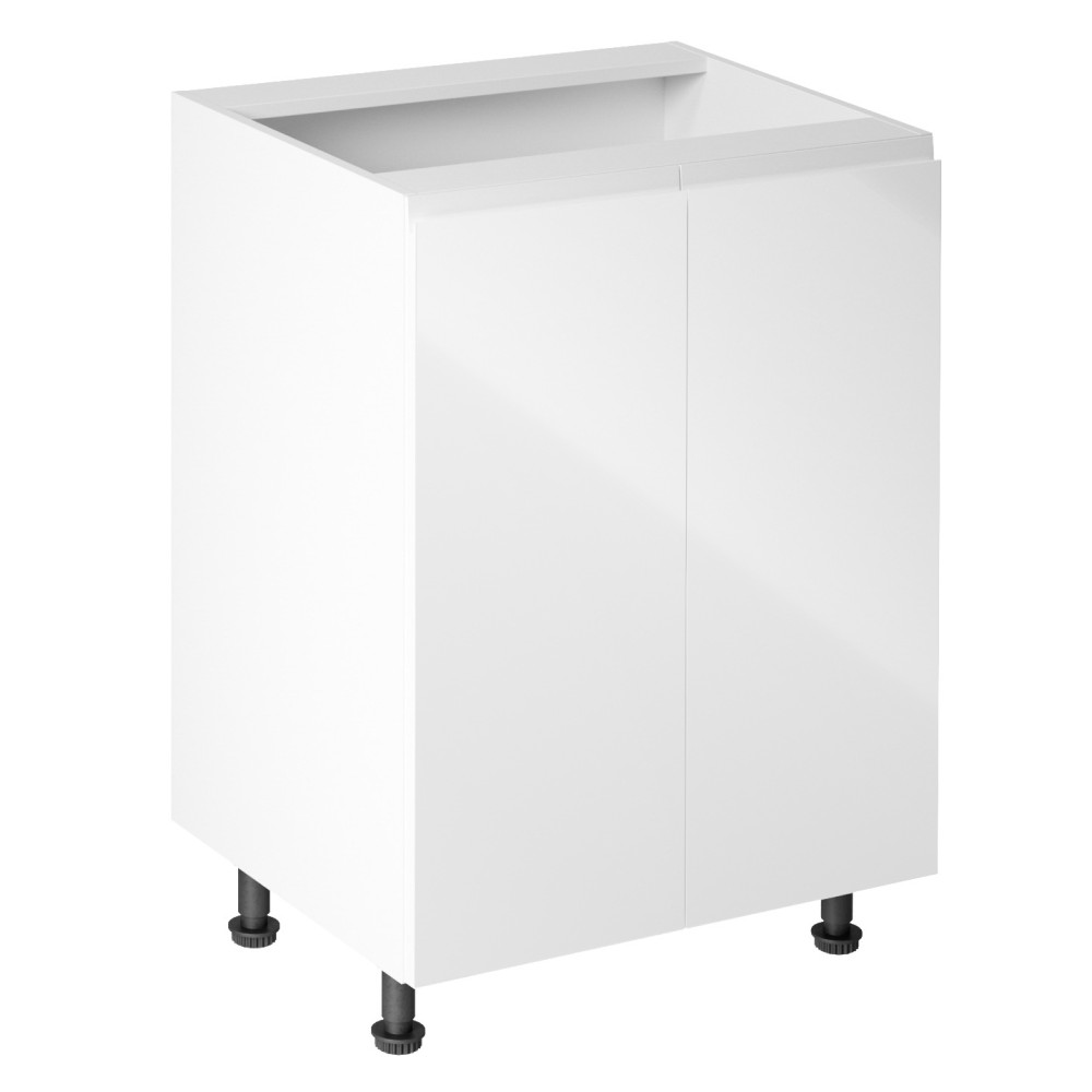 Alsószekrény, fehér/fehér extra magasfényű, AURORA D602F (RP)