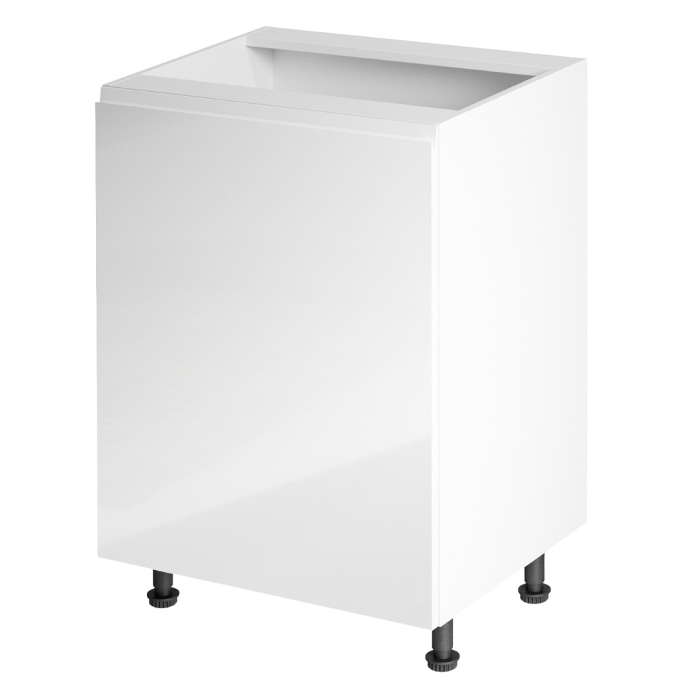 Alsószekrény, fehér/fehér extra magasfényű, balos, AURORA D601F (RP)