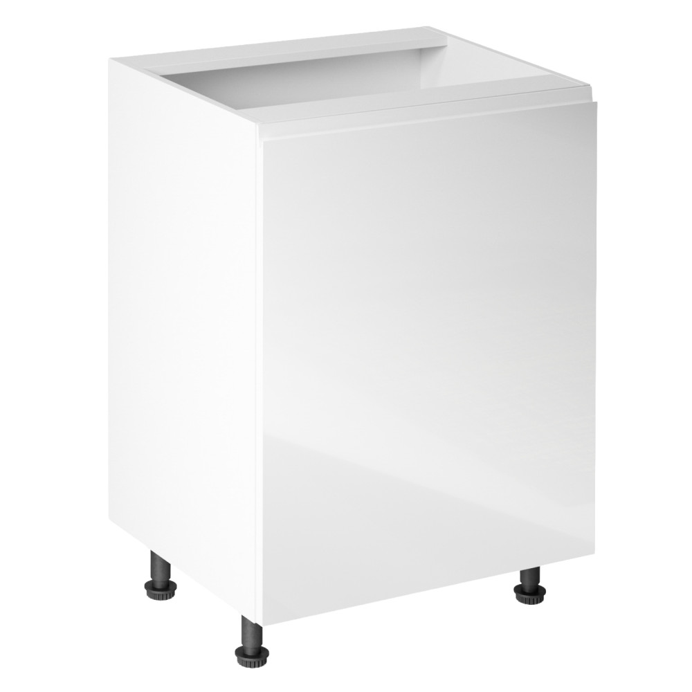 Alsószekrény, fehér/fehér extra magasfényű, jobbos, AURORA D601F (RP)