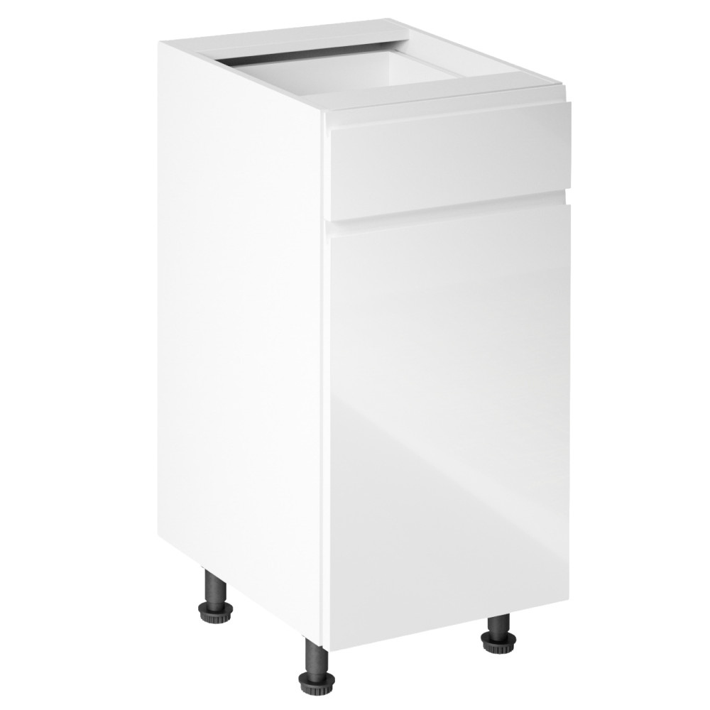 Alsószekrény, fehér/fehér extra magasfényű, jobbos, AURORA D40S1 (RP)