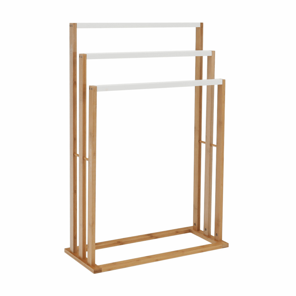 Törülközőtartó, bambusz/fehér, KOMO NEW (RP)