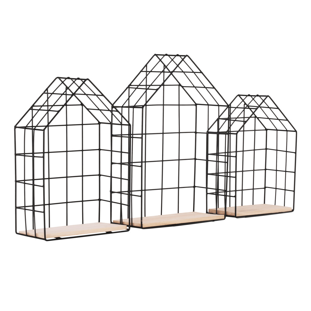 Szett 3 polc, természetes/fekete, AZURI (RP)