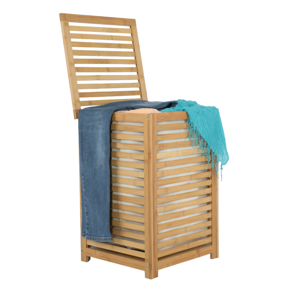 Szennyestartó kosár, festett bambusz/bézs, BASKET (RP)