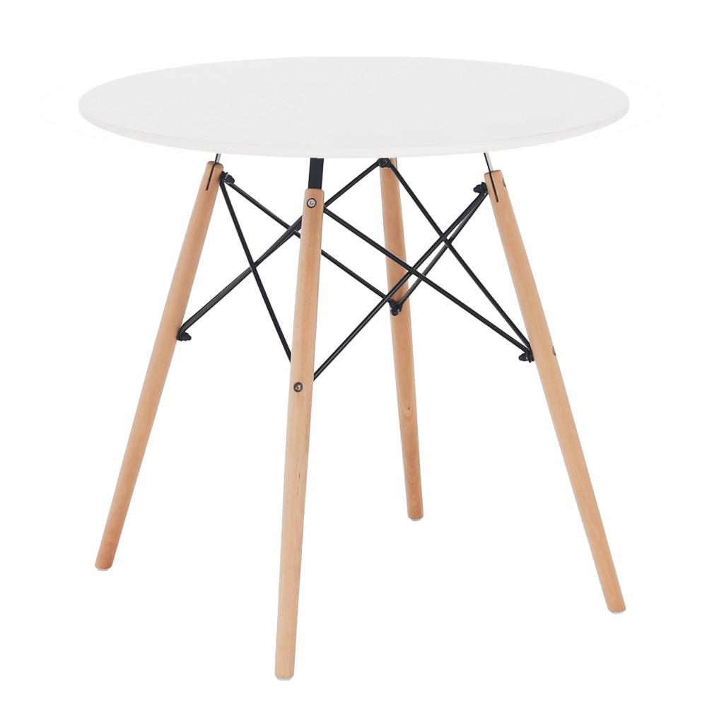 Étkezőasztal, fehér/bükk, átmérő 60 cm, GAMIN NEW 60 (RP)