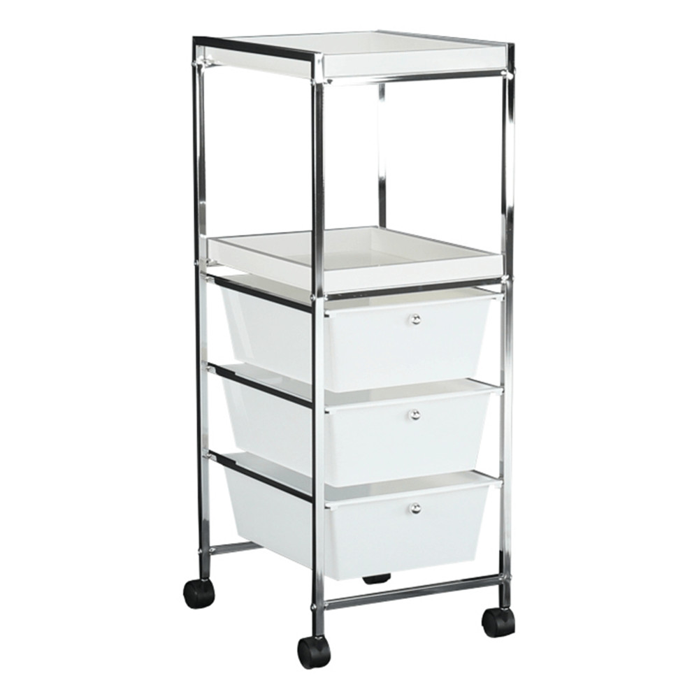 Kerekes polc, fehér/króm, CORFU (RP)