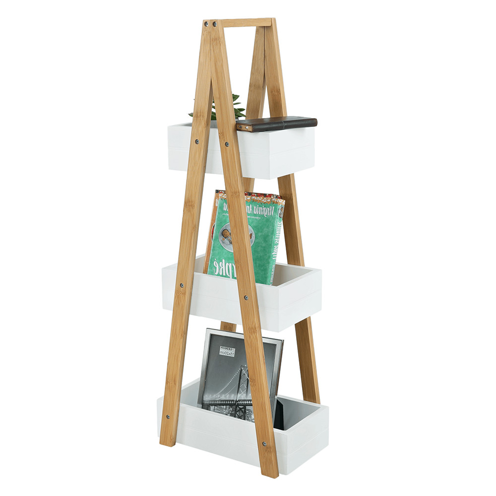 Polc, bambusz/fehér, VEGO (RP)