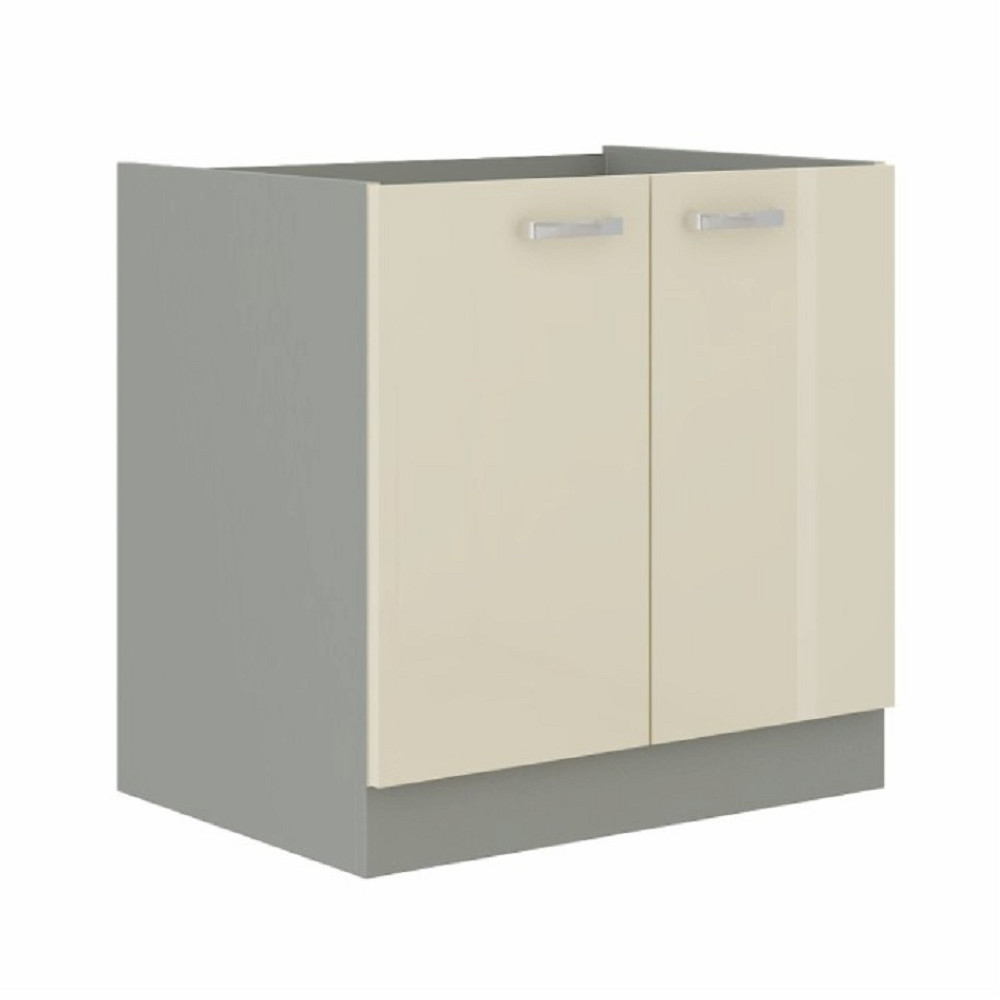 Alsó szekrény, krémszínű magas fényű fehér, PRADO 80 D 2F ZB (RP)