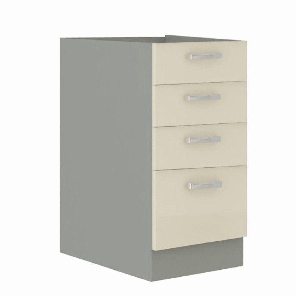 Alsó szekrény, krémszínű magas fényű fehér, PRADO 40 D 4S (RP)