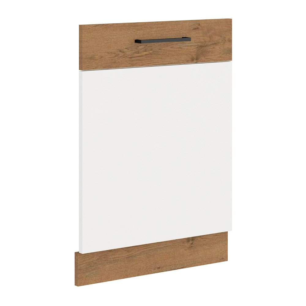 Ajtó beépített mosogatógépre , lancelot tölgy/ fehér extra magas fényű HG, VEGA ZM 713x596 (RP)