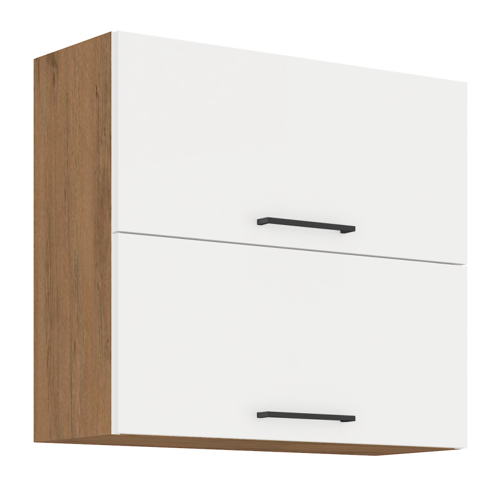 Felső szekrény, lancelot tölgy/ fehér extra magas fényű HG , VEGA 80 GU-72  2F (RP)