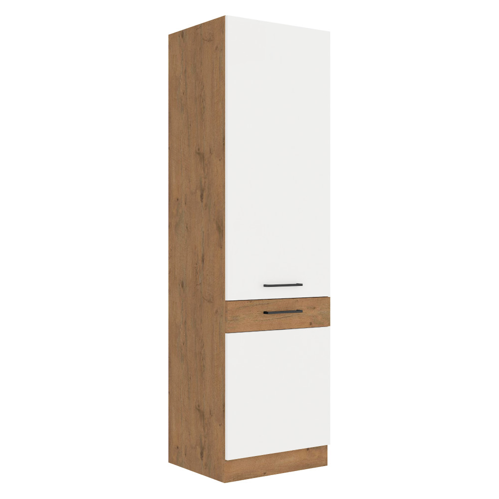 Magas szekrény, lancelot tölgy/ fehér extra magas fényű HG , VEGA 60 DK-210 2F (RP)