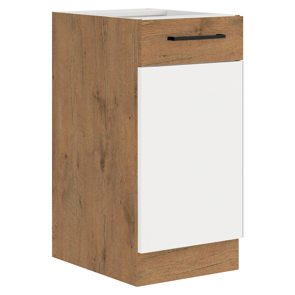 Alsó szekrény, lancelot tölgy/ fehér extra magas fényű HG, VEGA D40 1F BB (RP)