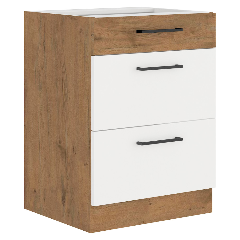 Alsó szekrény, lancelot tölgy/ fehér extra magas fényű HG, VEGA D60 3S BB (RP)