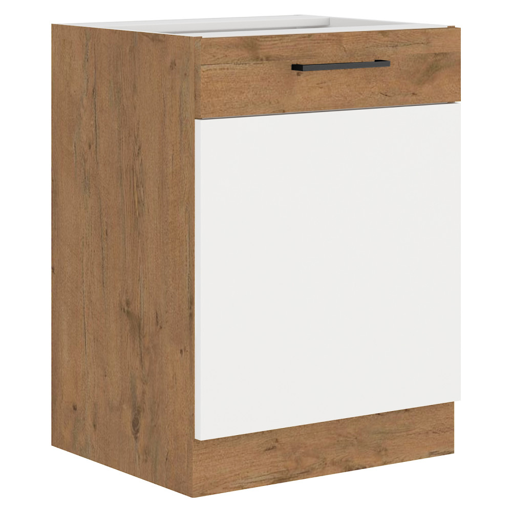 Alsó szekrény, lancelot tölgy/ fehér extra magas fényű HG, VEGA D60 1F BB (RP)