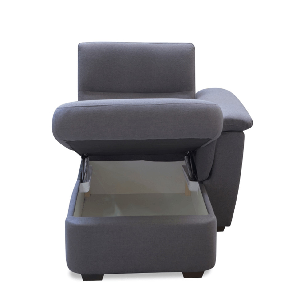 Ottomán rakodótérrel, szürke szövet, csak rendelésre, jobbos, BORN OTT 1B ZP (RP)