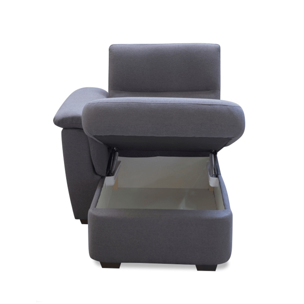 Ottomán rakodótérrel, szürke szövet, csak rendelésre, balos, BORN OTT 1B ZP (RP)