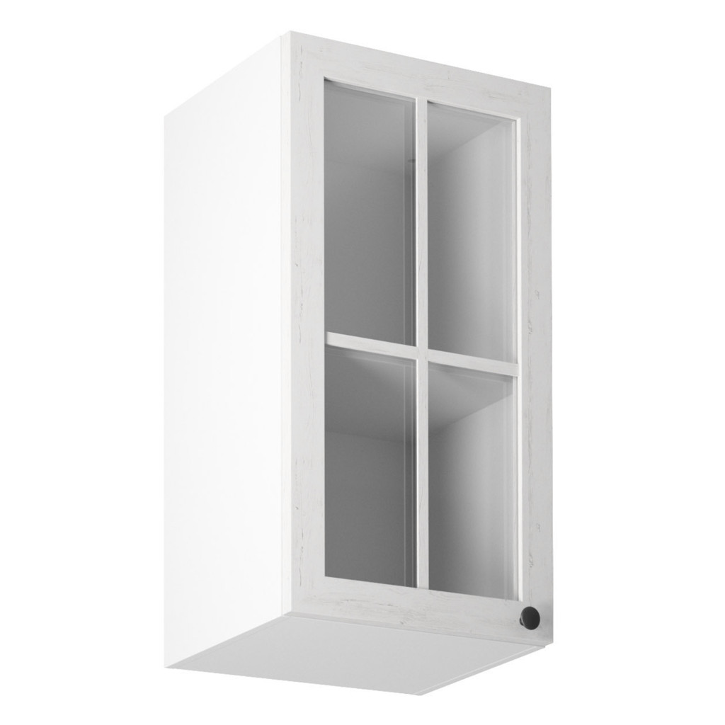Felsőszekrény üveggel G40S, balos, fehér/sosna andersen, PROVANCE (RP)