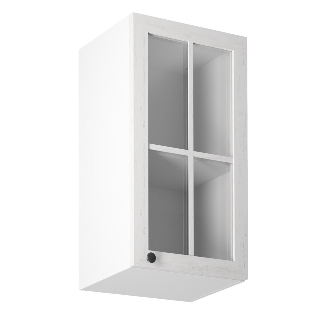 Felsőszekrény üveggel G40S, jobbos, fehér/sosna andersen, PROVANCE (RP)