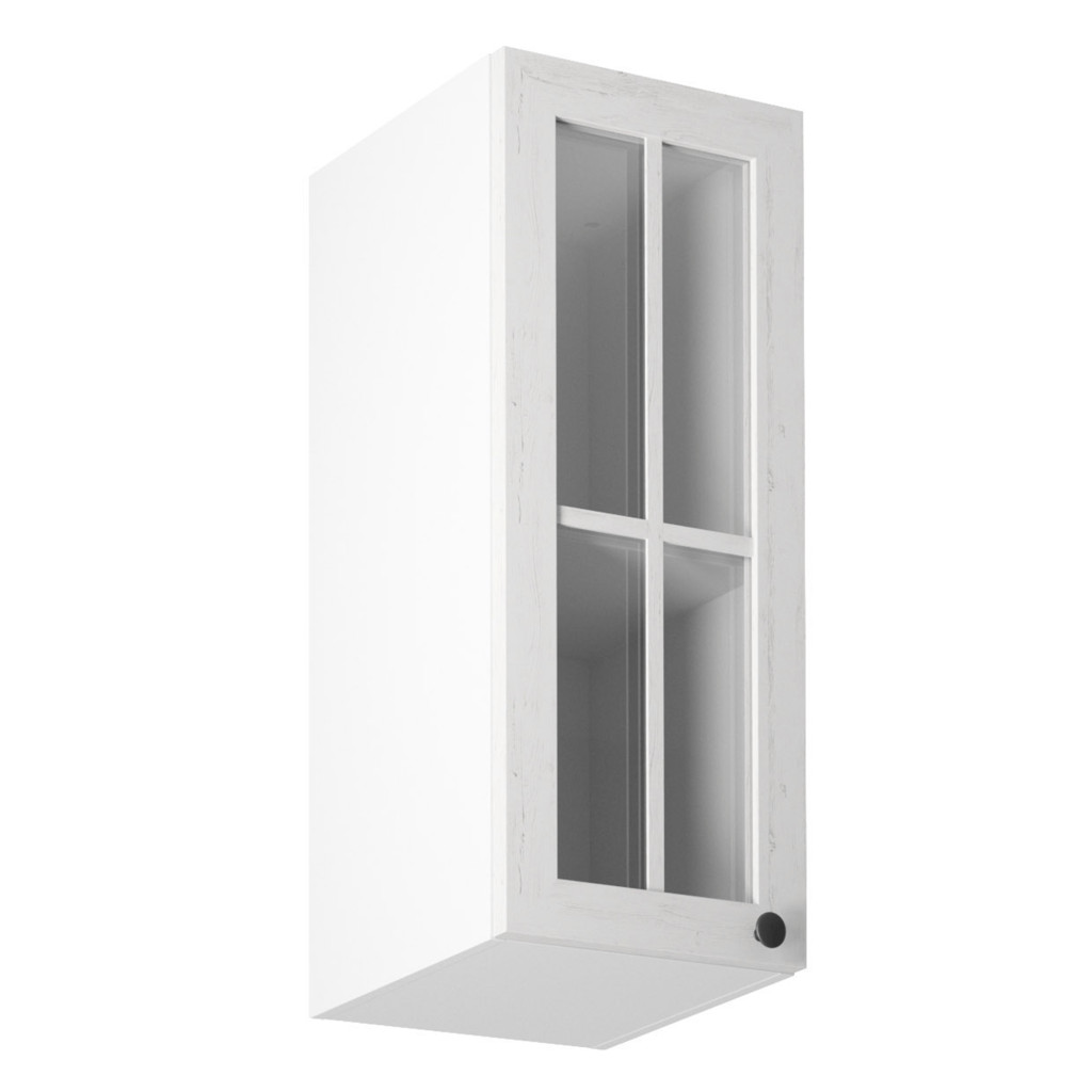 Felsőszekrény üveggel G30S, balos, fehér/sosna andersen, PROVANCE (RP)