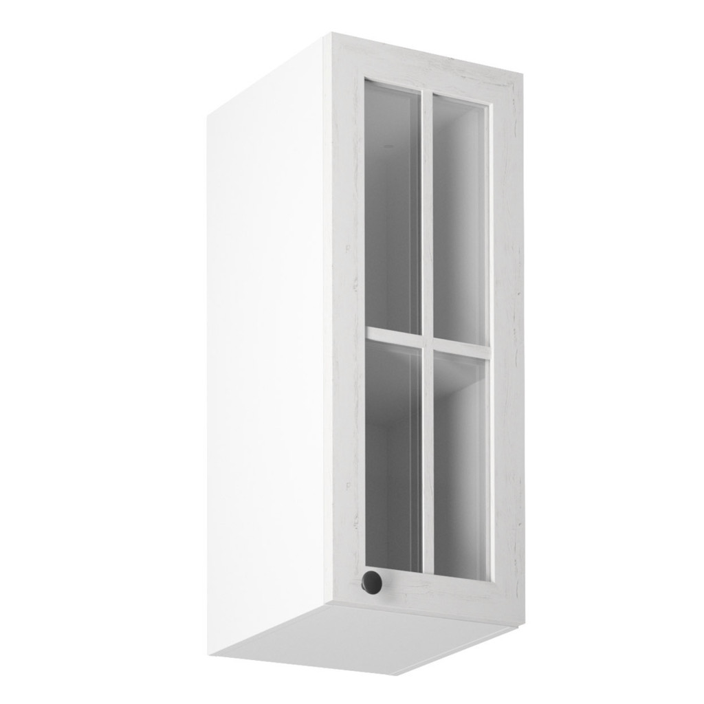 Felsőszekrény üveggel G30S, jobbos, fehér/sosna andersen, PROVANCE (RP)