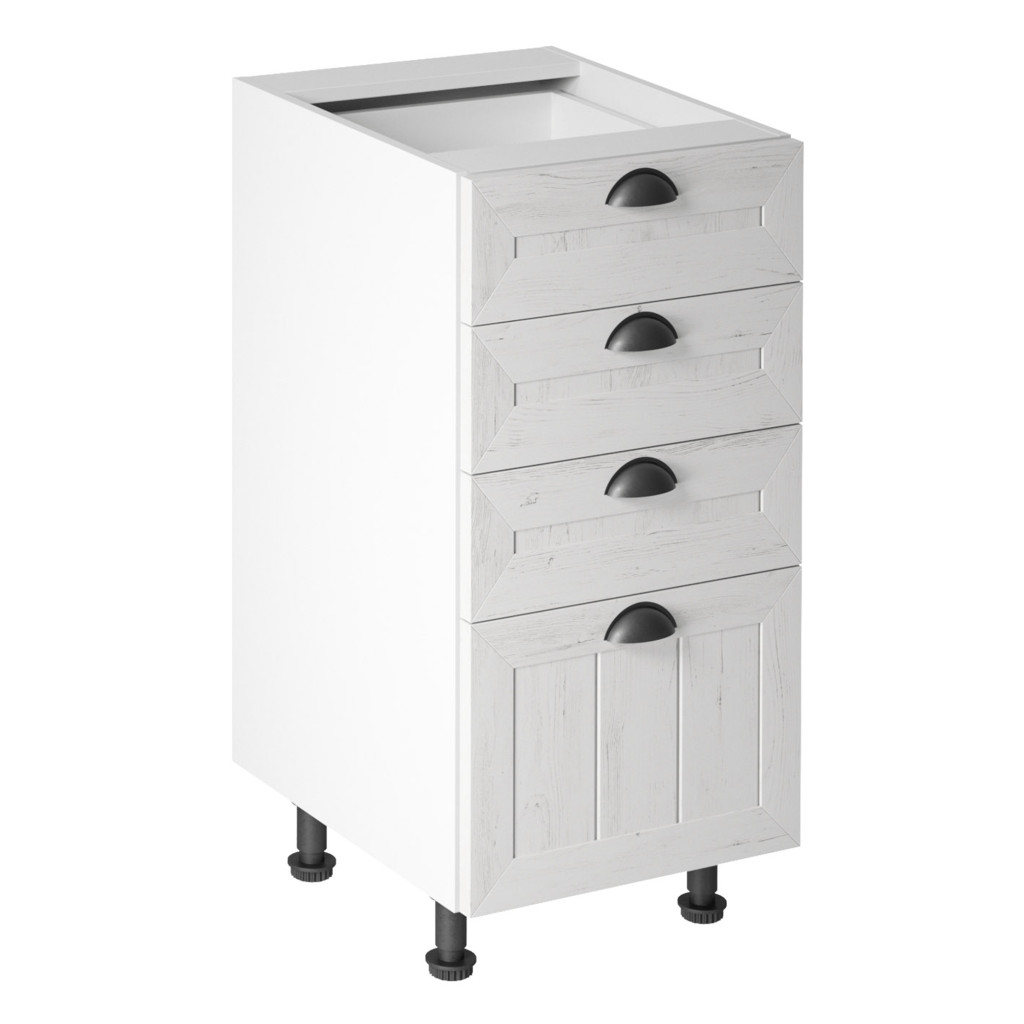 Alsószekrény négy fiókkal D40S4, fehér/sosna andersen, PROVANCE (RP)