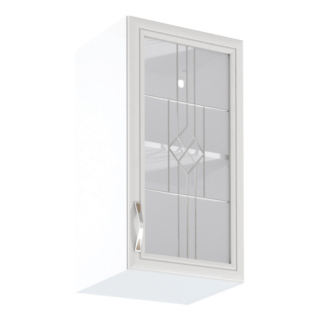 Felsőszekrény G40S üveggel, jobbos, fehér/sosna Andersen, SICILIA (RP)