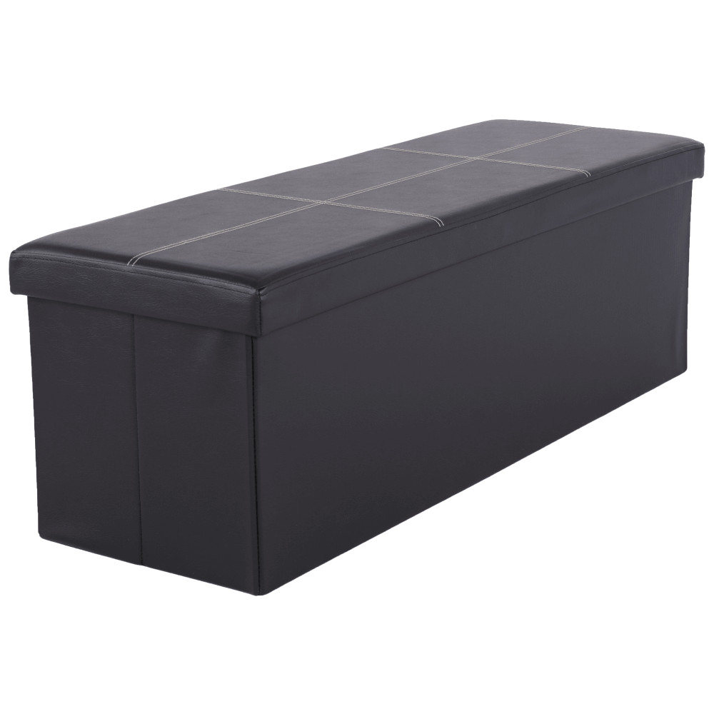 Összehajtható puff, fekete textilbőr, ZAMIRA (RP)