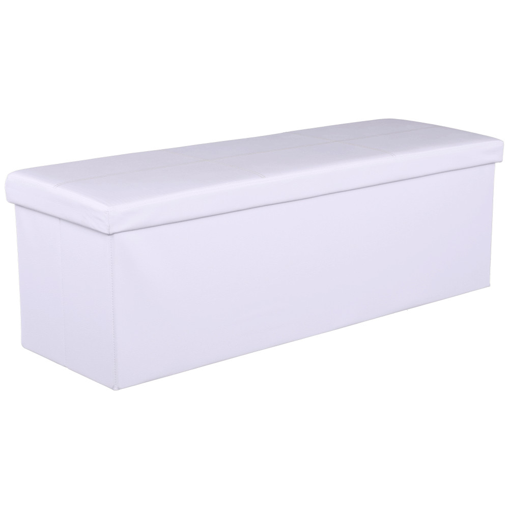 Összehajtható puff, fehér textilbőr, ZAMIRA (RP)