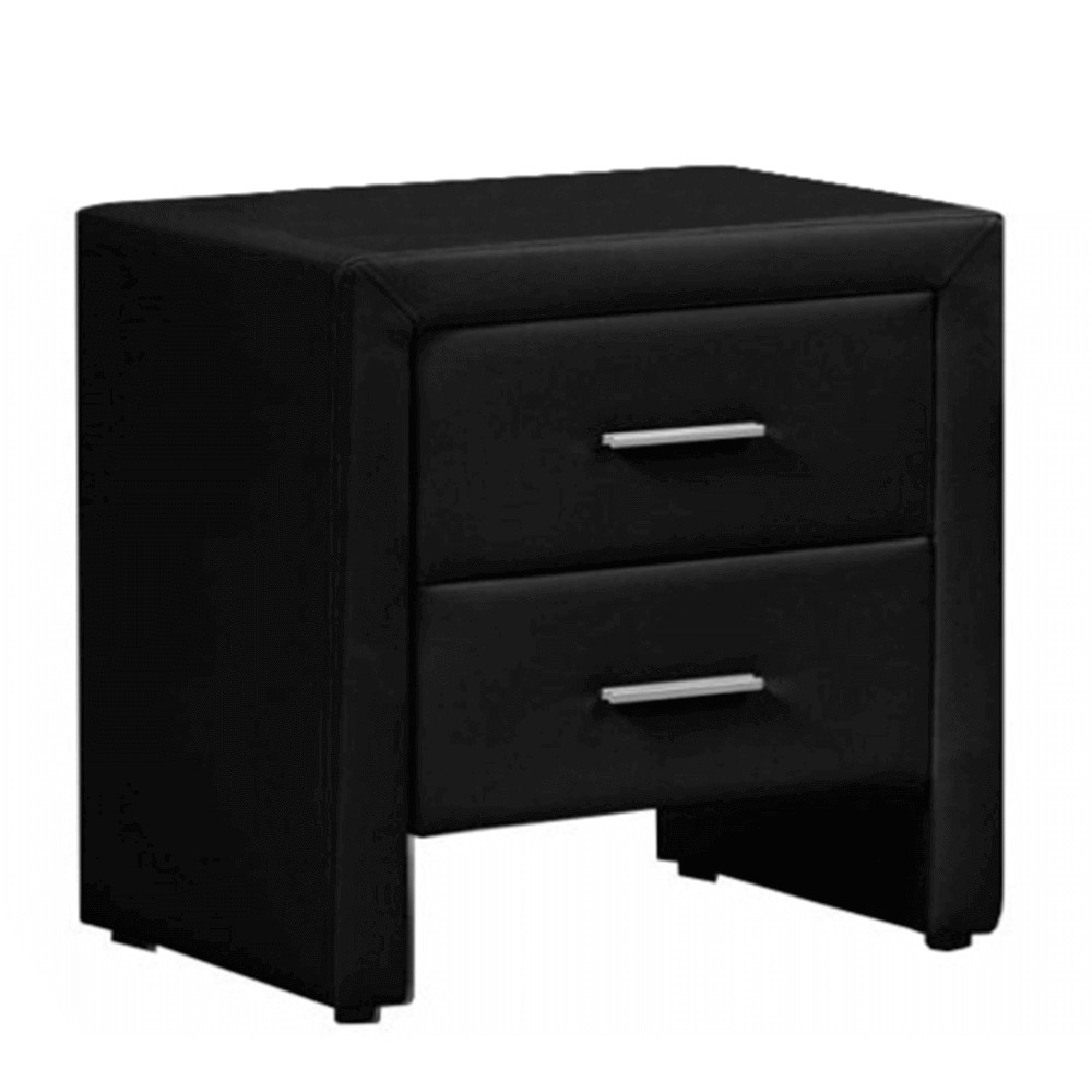 Éjjeliszekrény, ökobőr, fekete, CASTEL (RP)