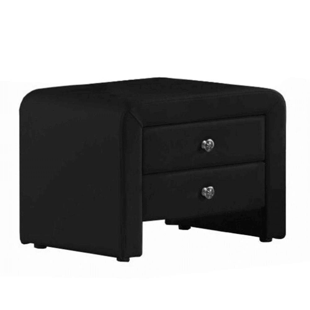 Éjjeliszekrény, ökobőr, fekete, WILSON (RP)